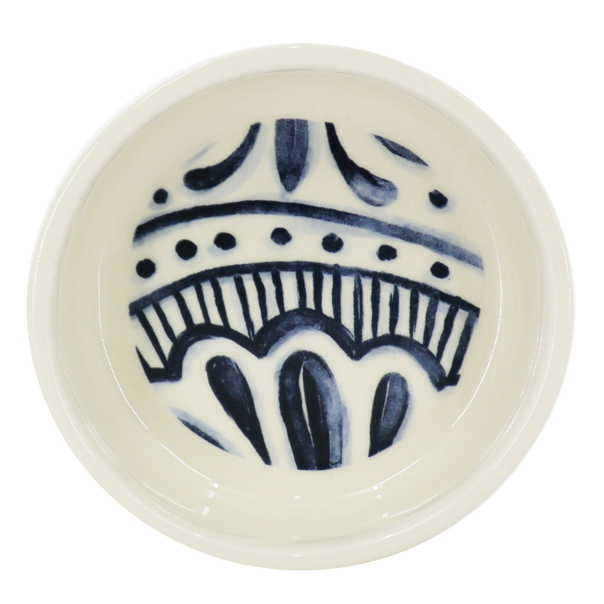 4.8" White & Blue Painted Ceramic Container Stand by Ashland®